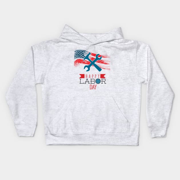 Happy Labor Day #4 Kids Hoodie by M2M